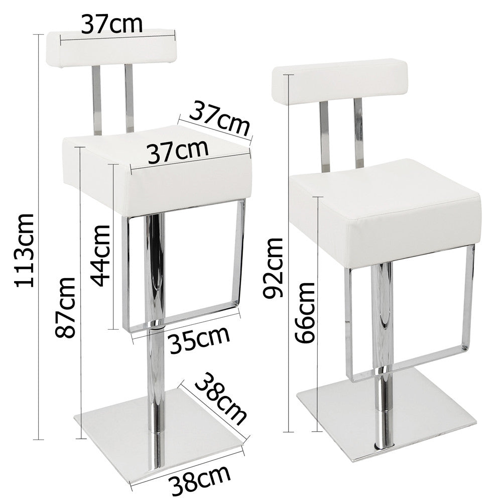 PU Leather Stainless Steel Bar stool - White