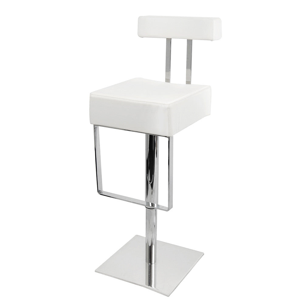 PU Leather Stainless Steel Bar stool - White