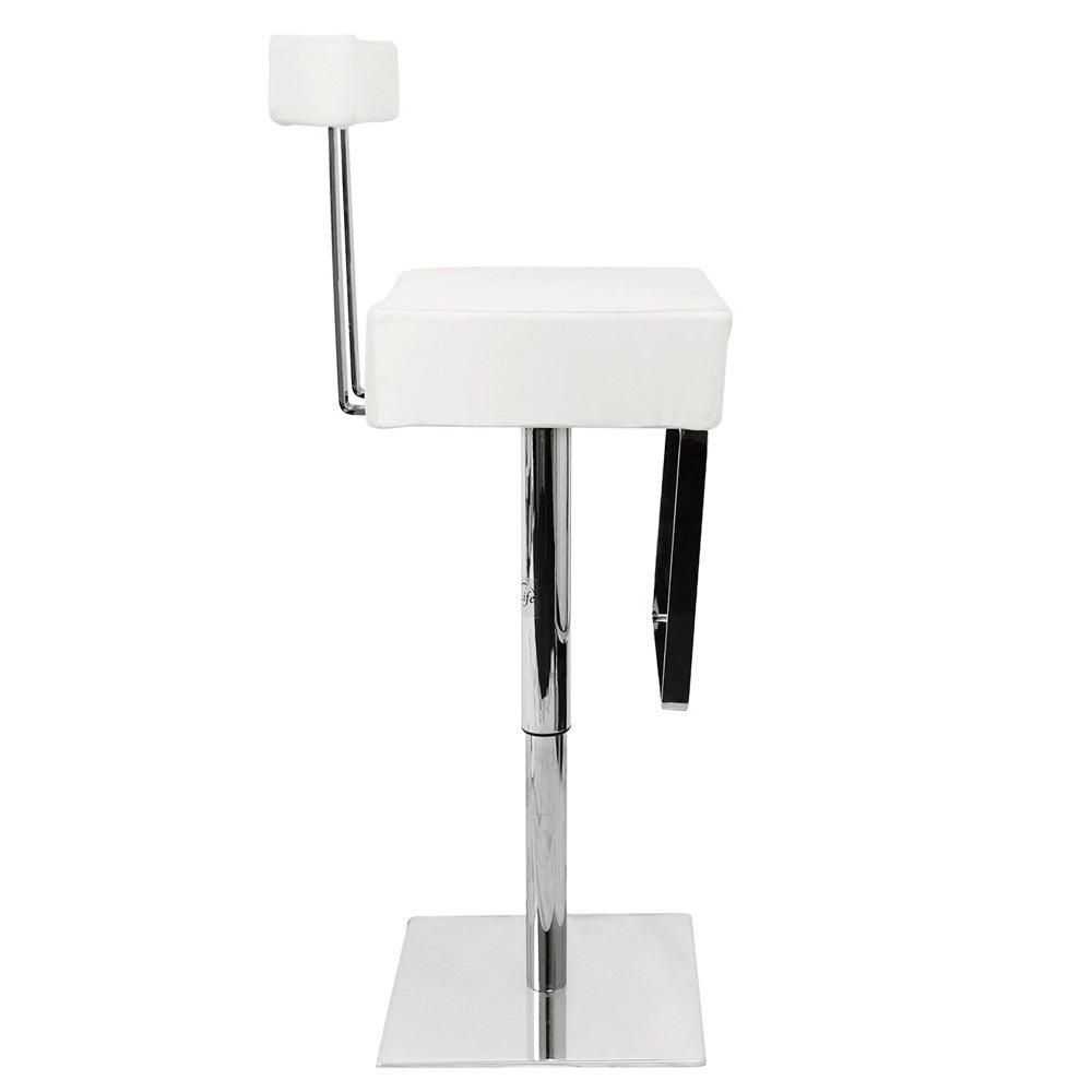 PU Leather Stainless Steel Bar stool - White