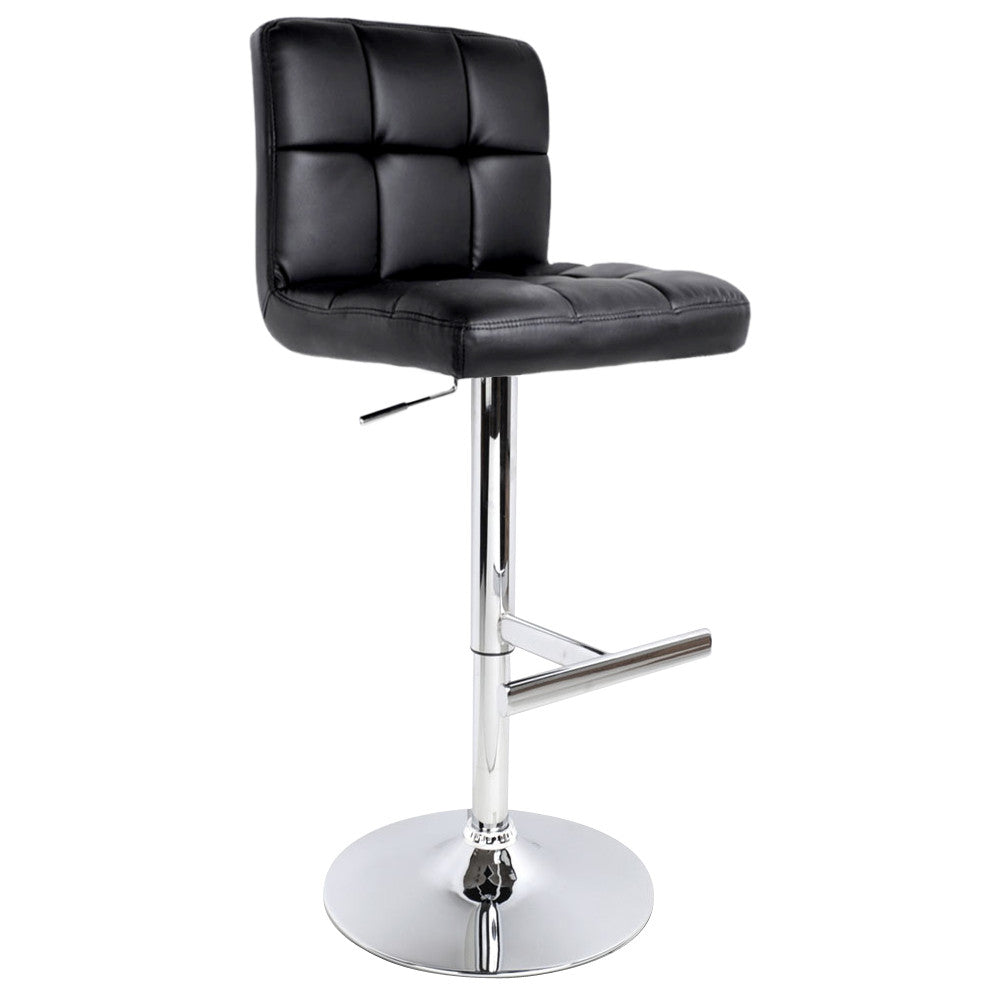 Set of 2 PU Leather Kitchen Bar Stool Black