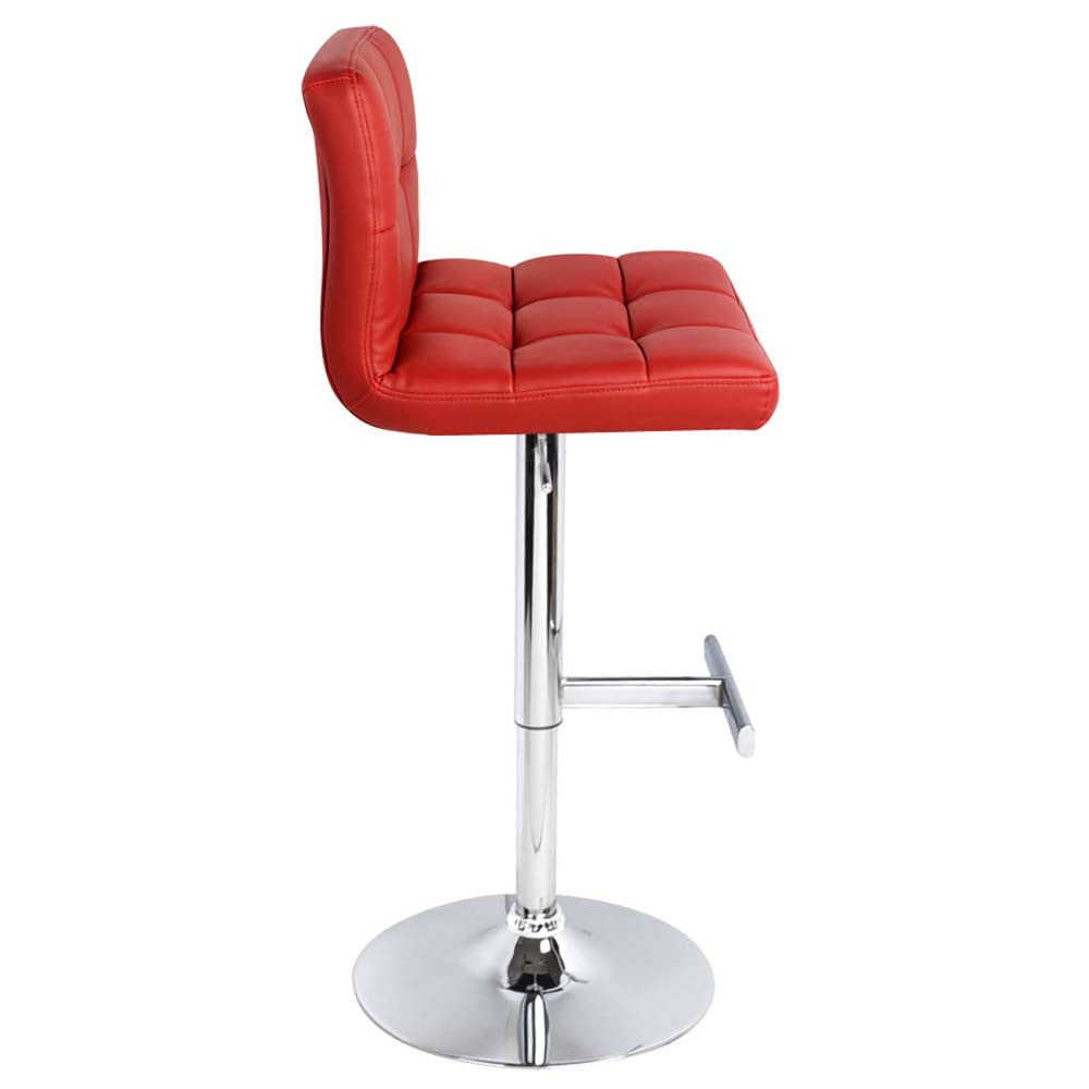 Set of 2 PU Leather Kitchen Bar Stool Red