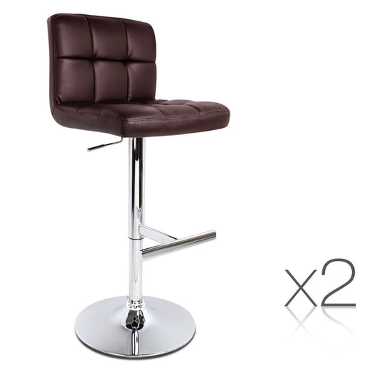 Set of 2 PU Leather Kitchen Bar Stool Chocolate