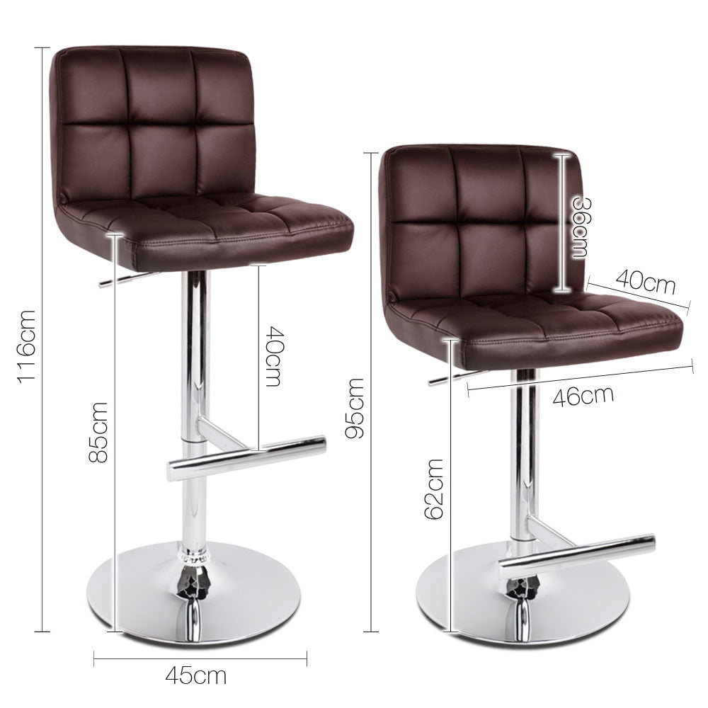 Set of 2 PU Leather Kitchen Bar Stool Chocolate