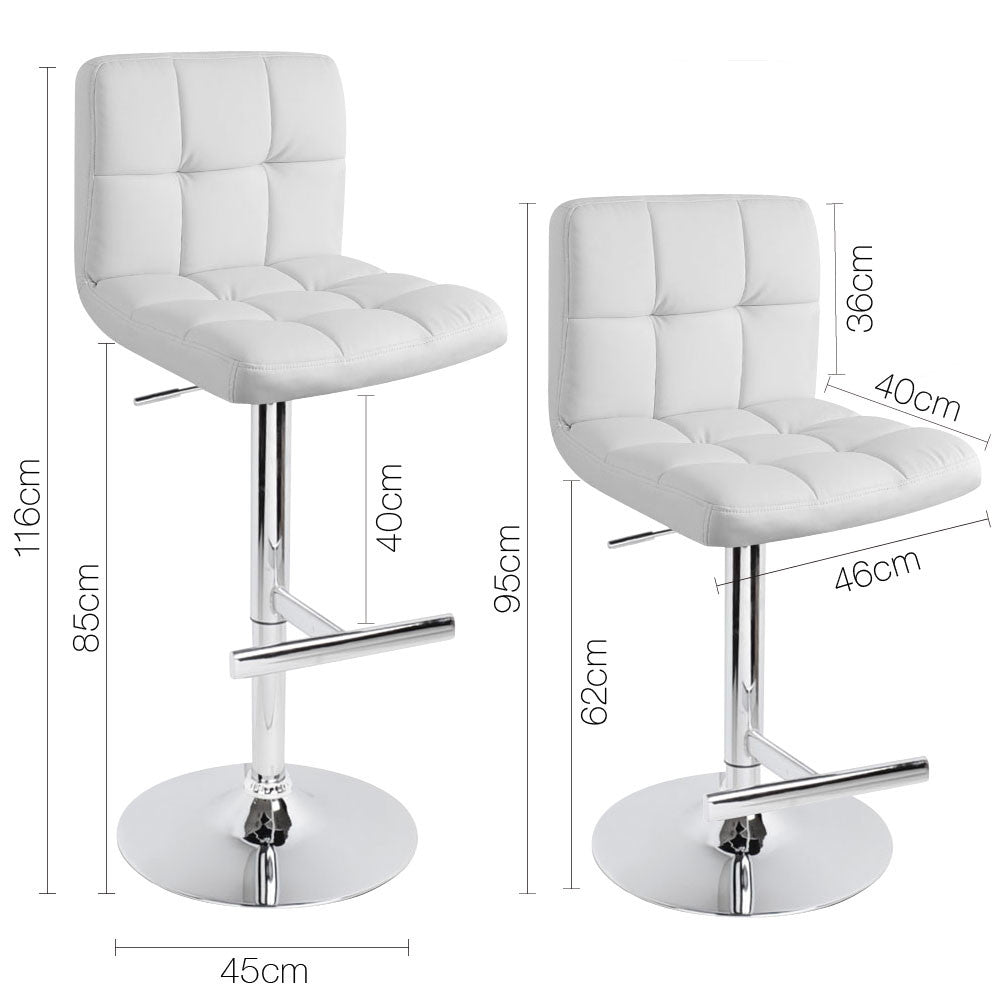 Set of 2 PU Leather Kitchen Bar Stool White