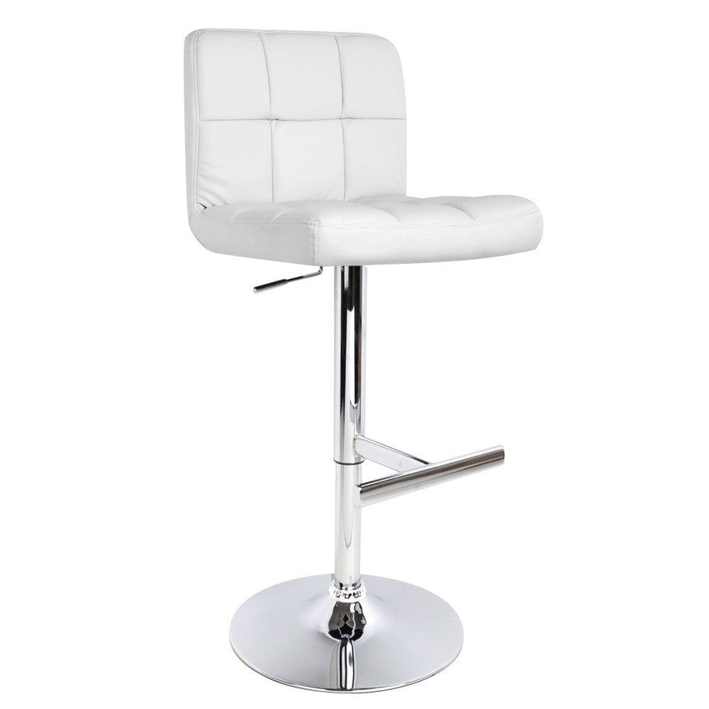 Set of 2 PU Leather Kitchen Bar Stool White