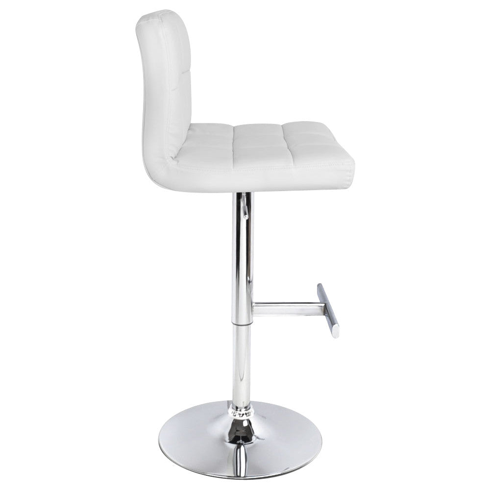 Set of 2 PU Leather Kitchen Bar Stool White