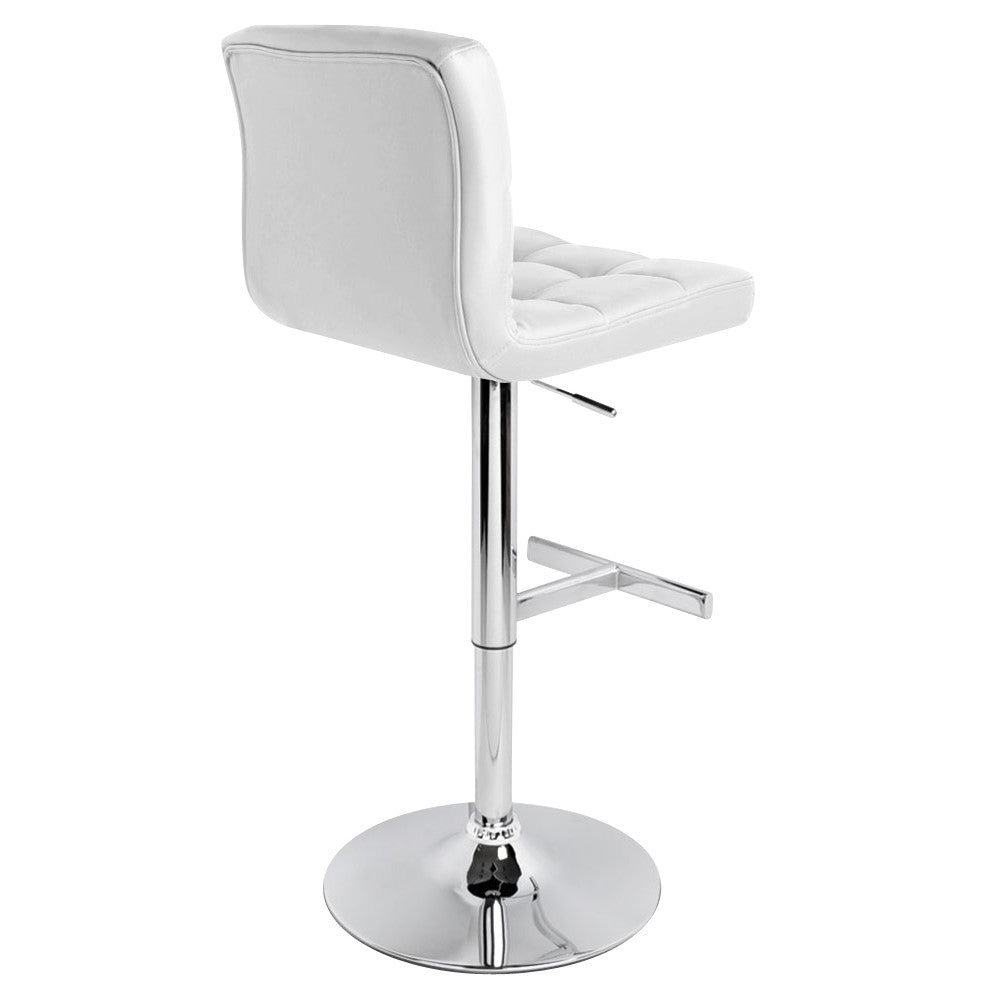 Set of 2 PU Leather Kitchen Bar Stool White