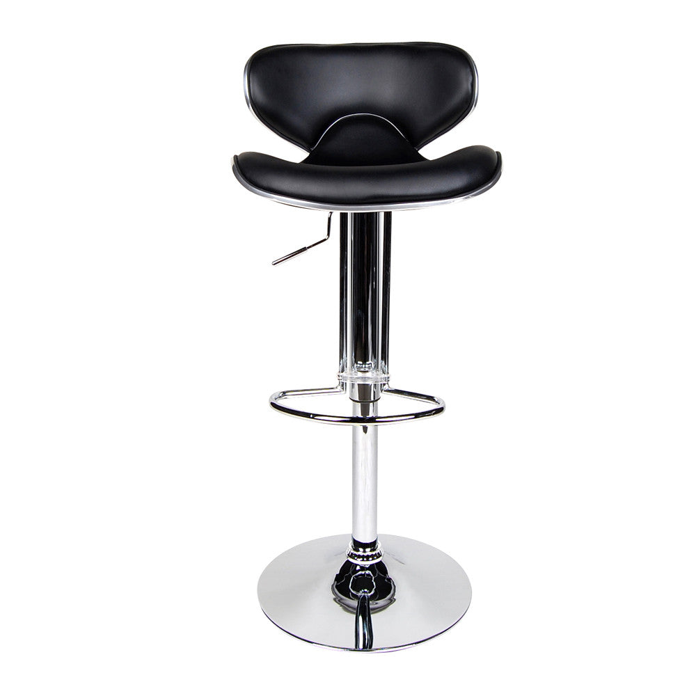 Set of 2 PU Leather Kitchen Bar Stool Black