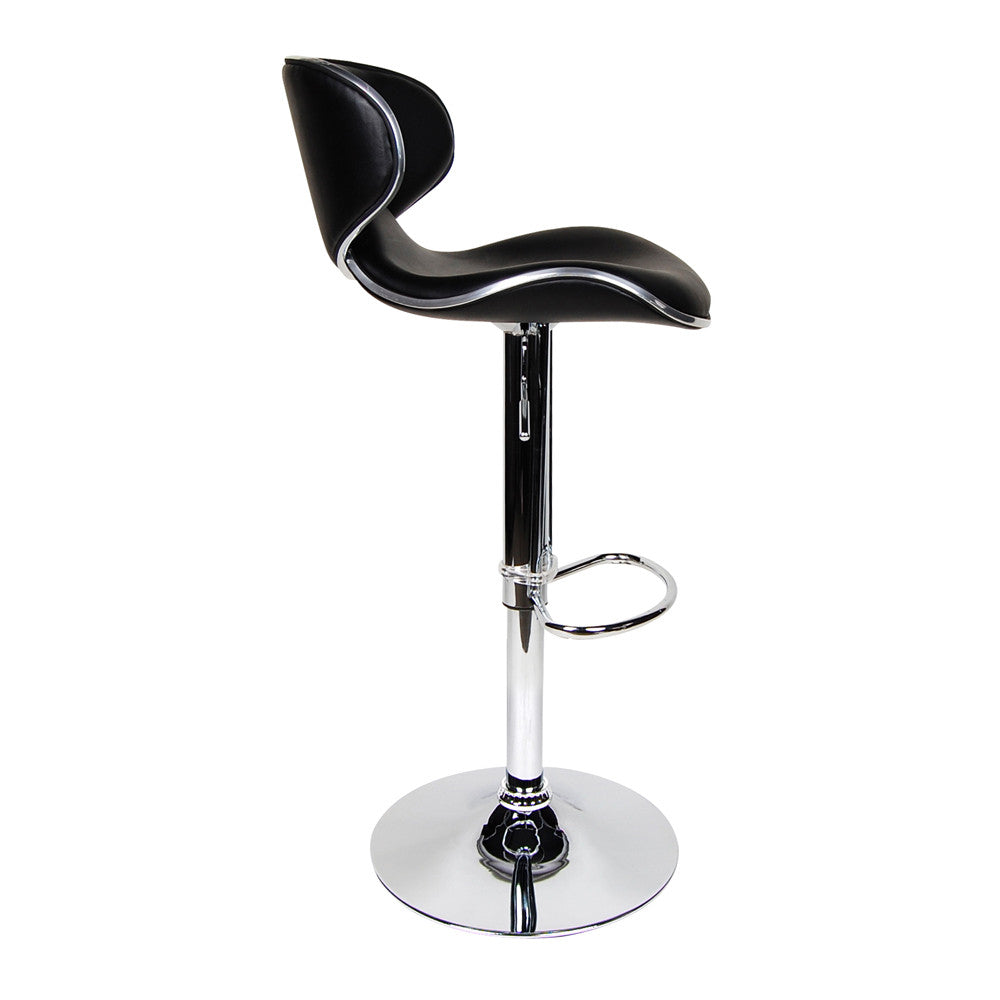 Set of 2 PU Leather Kitchen Bar Stool Black