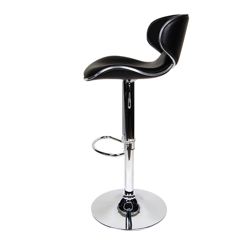 Set of 2 PU Leather Kitchen Bar Stool Black