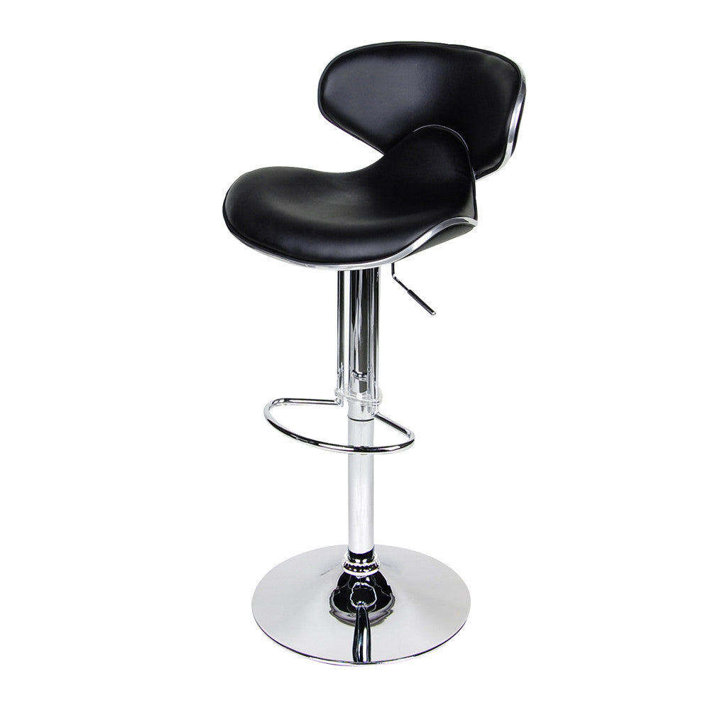 Set of 2 PU Leather Kitchen Bar Stool Black