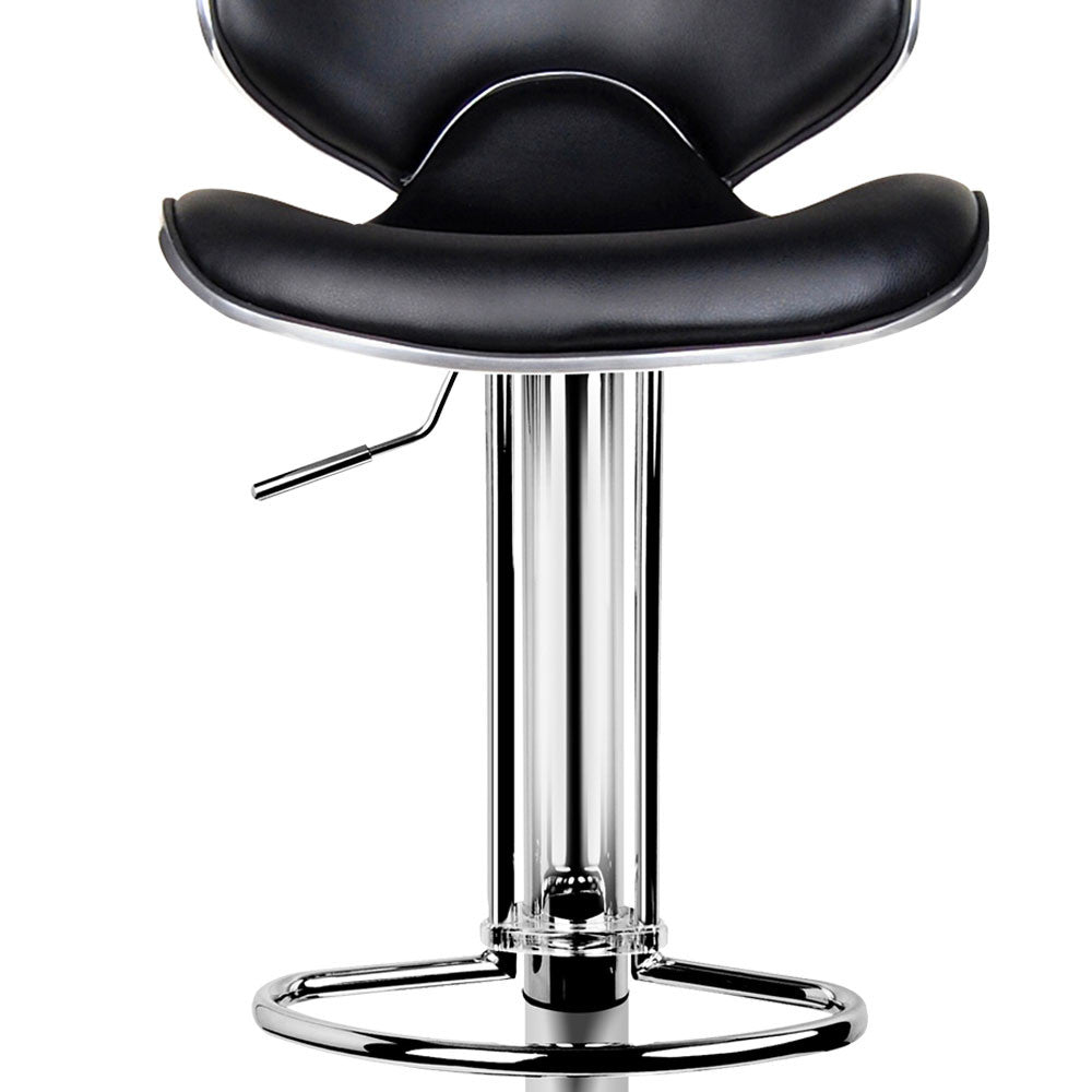 Set of 2 PU Leather Kitchen Bar Stool Black