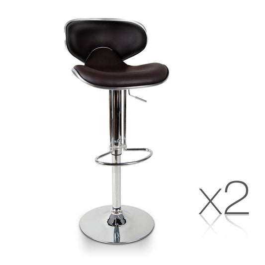 Set of 2 PU Leather Kitchen Bar Stool Chocolate