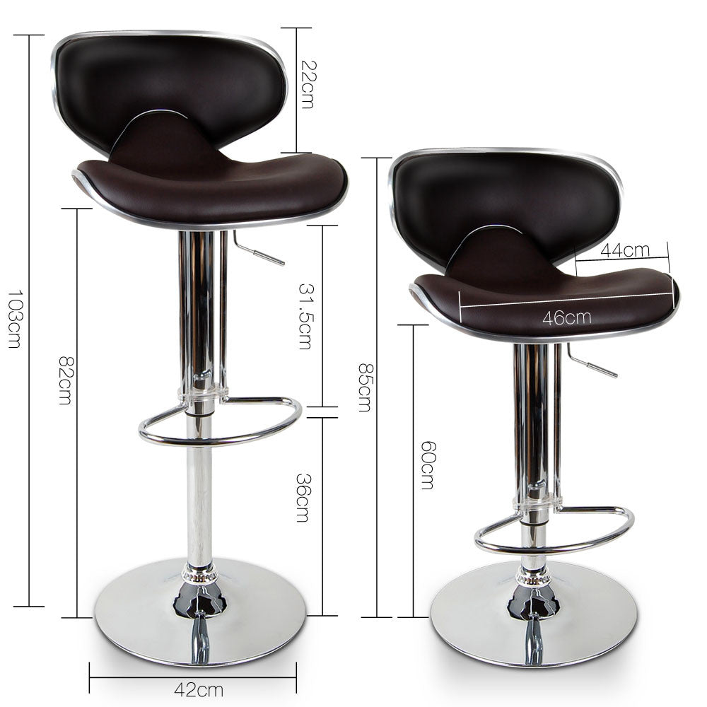 Set of 2 PU Leather Kitchen Bar Stool Chocolate