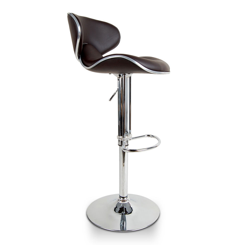 Set of 2 PU Leather Kitchen Bar Stool Chocolate