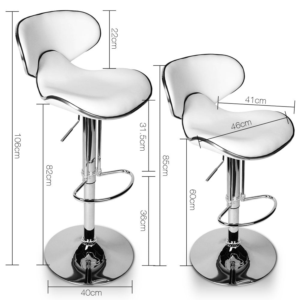 Set of 2 PU Leather Kitchen Bar Stool White