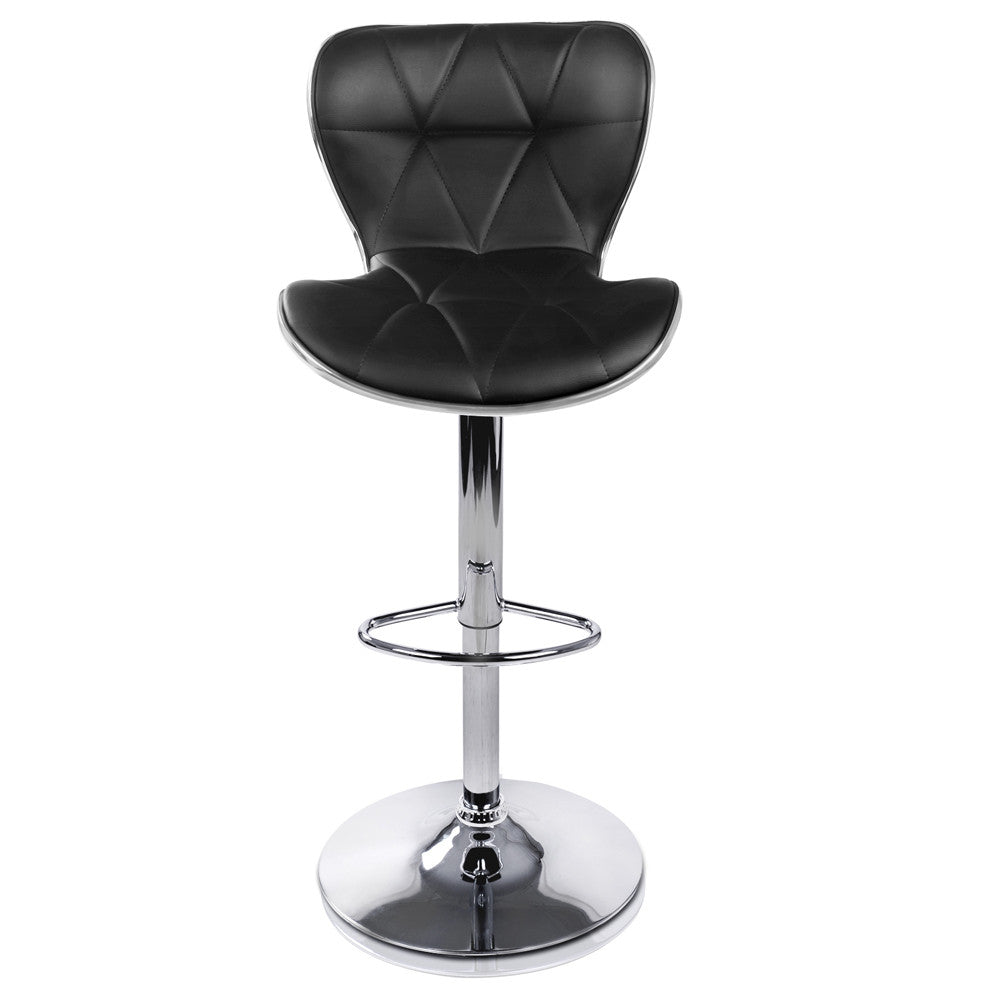 Set of 2 PU Leather Kitchen Bar Stool Black