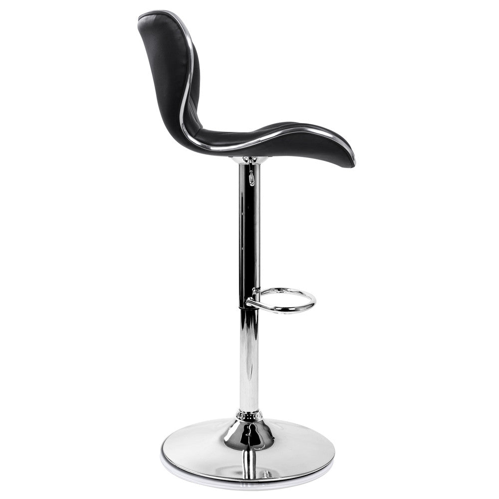 Set of 2 PU Leather Kitchen Bar Stool Black