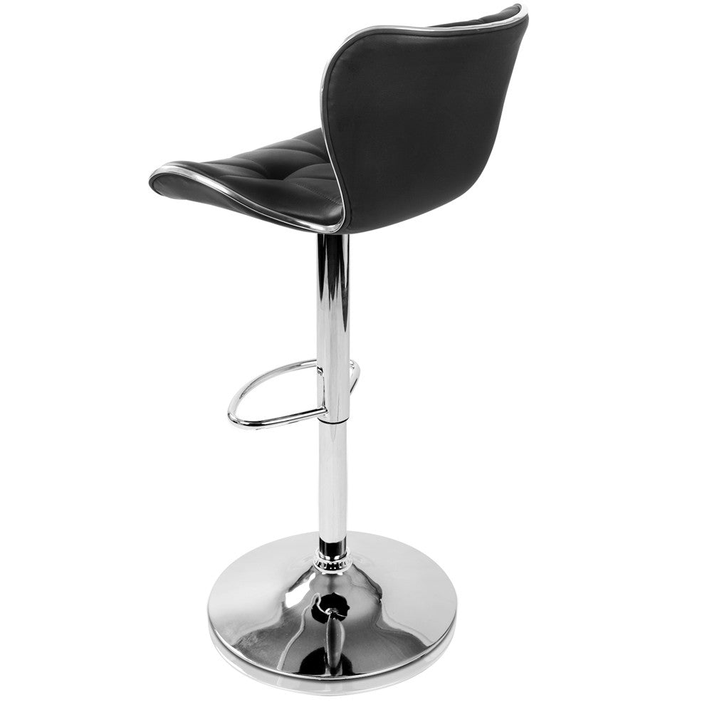 Set of 2 PU Leather Kitchen Bar Stool Black