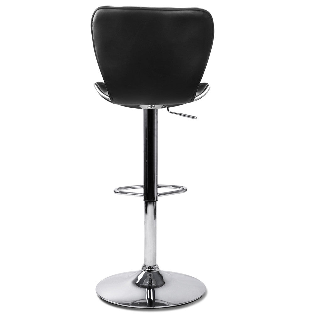 Set of 2 PU Leather Kitchen Bar Stool Black