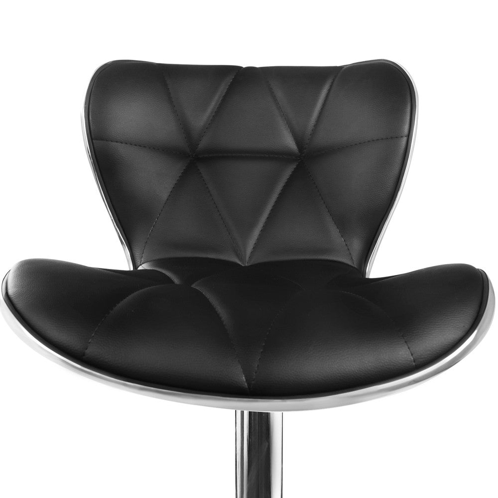 Set of 2 PU Leather Kitchen Bar Stool Black