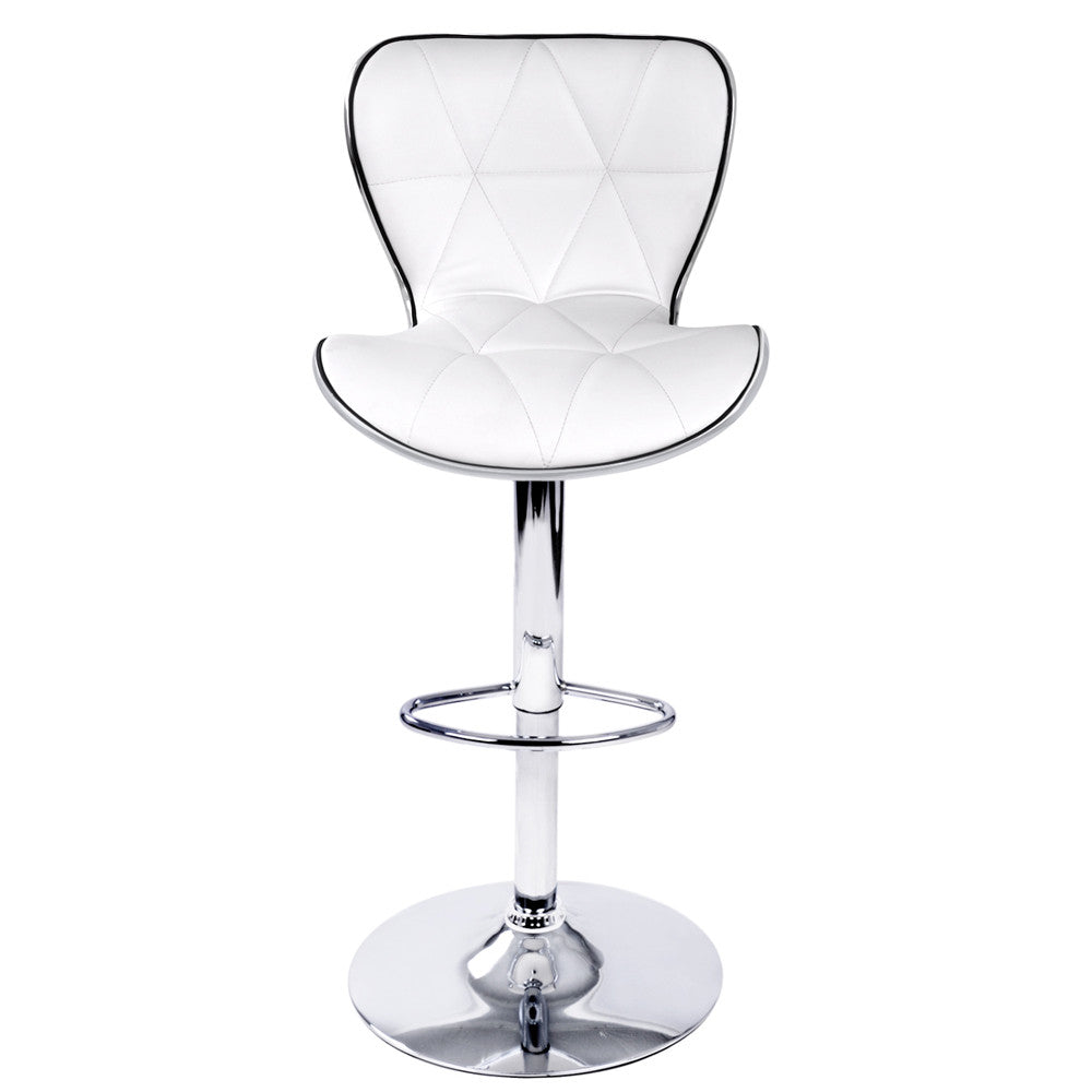 Set of 2 PU Leather Kitchen Bar Stool White