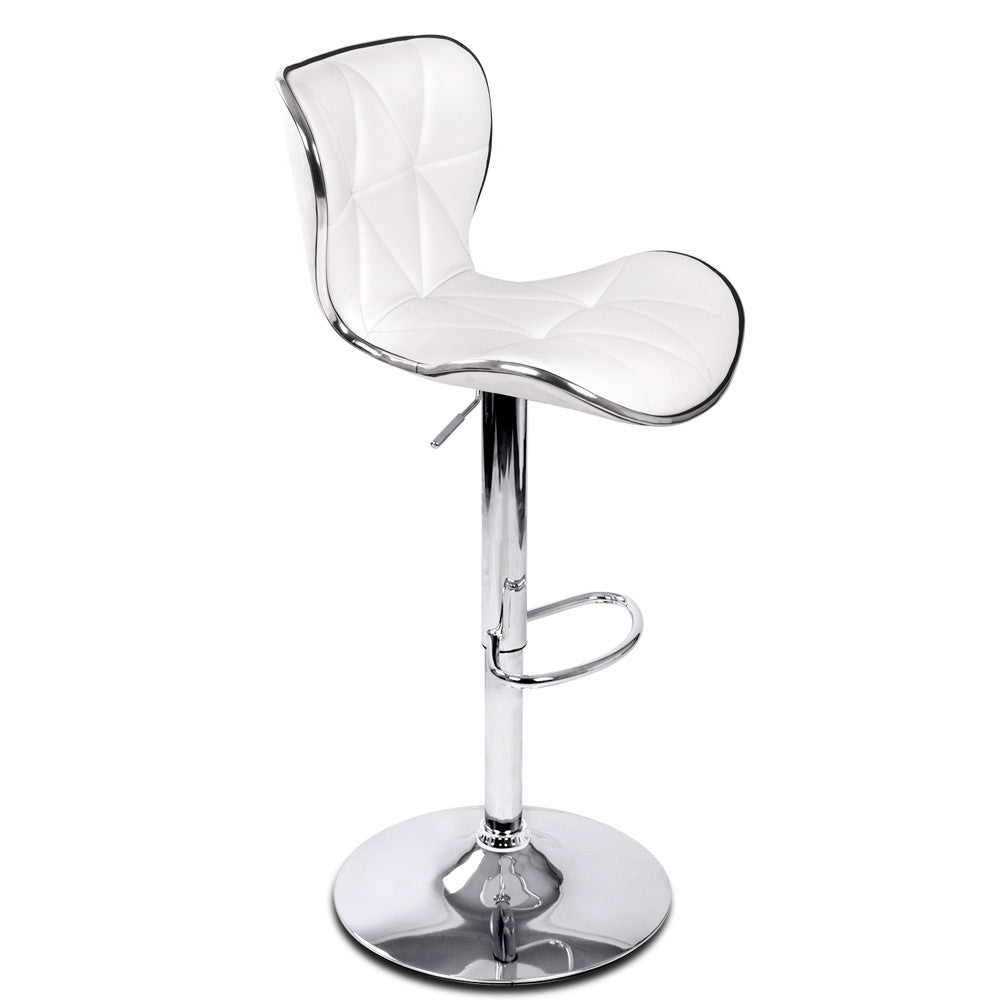 Set of 2 PU Leather Kitchen Bar Stool White