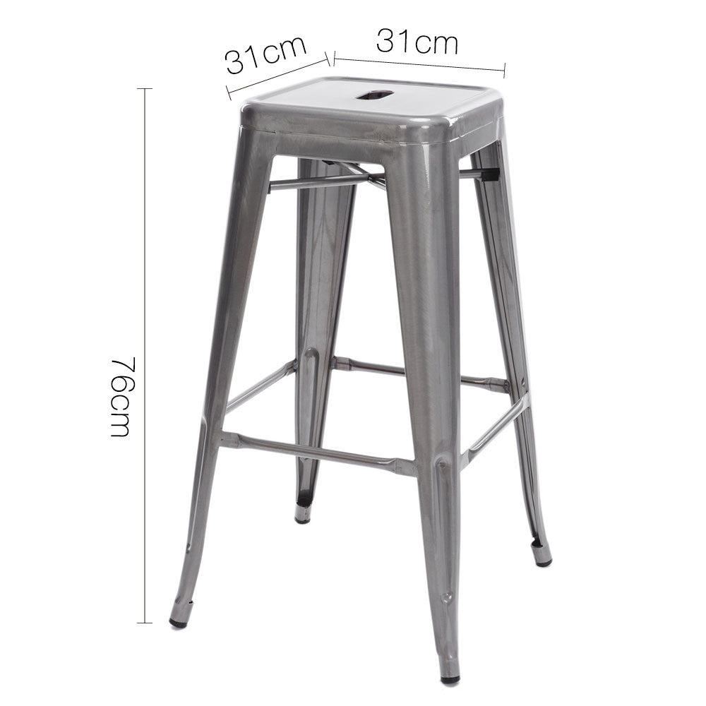 Set of 2 Steel Kitchen Bar Stool 76cm Metallic