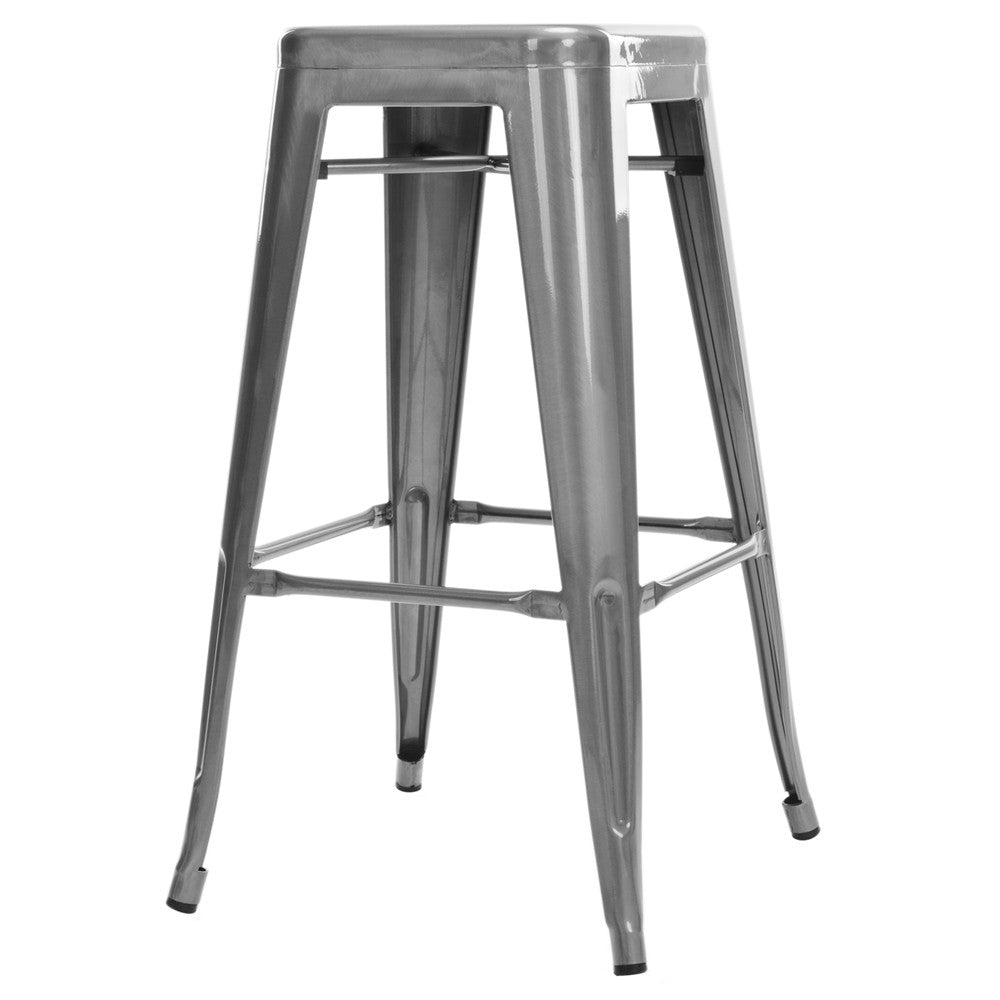 Set of 2 Steel Kitchen Bar Stool 76cm Metallic