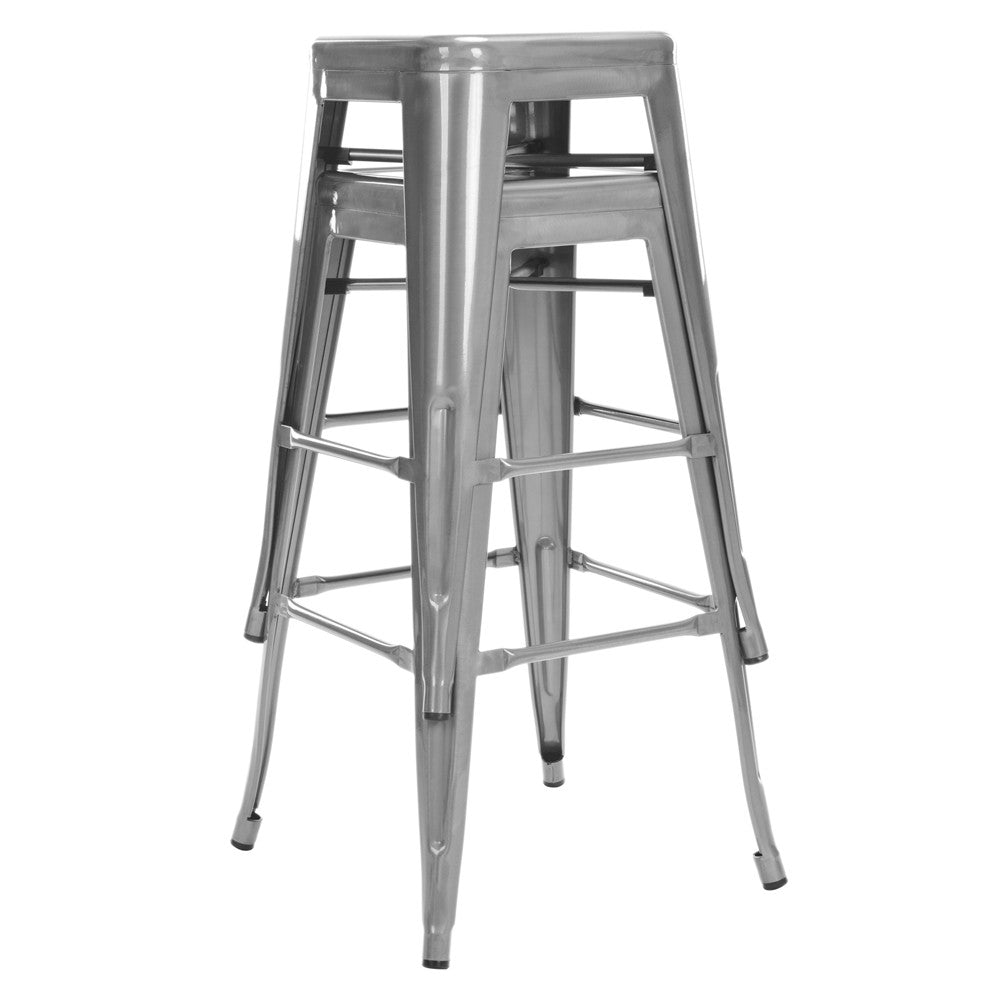 Set of 2 Steel Kitchen Bar Stool 76cm Metallic