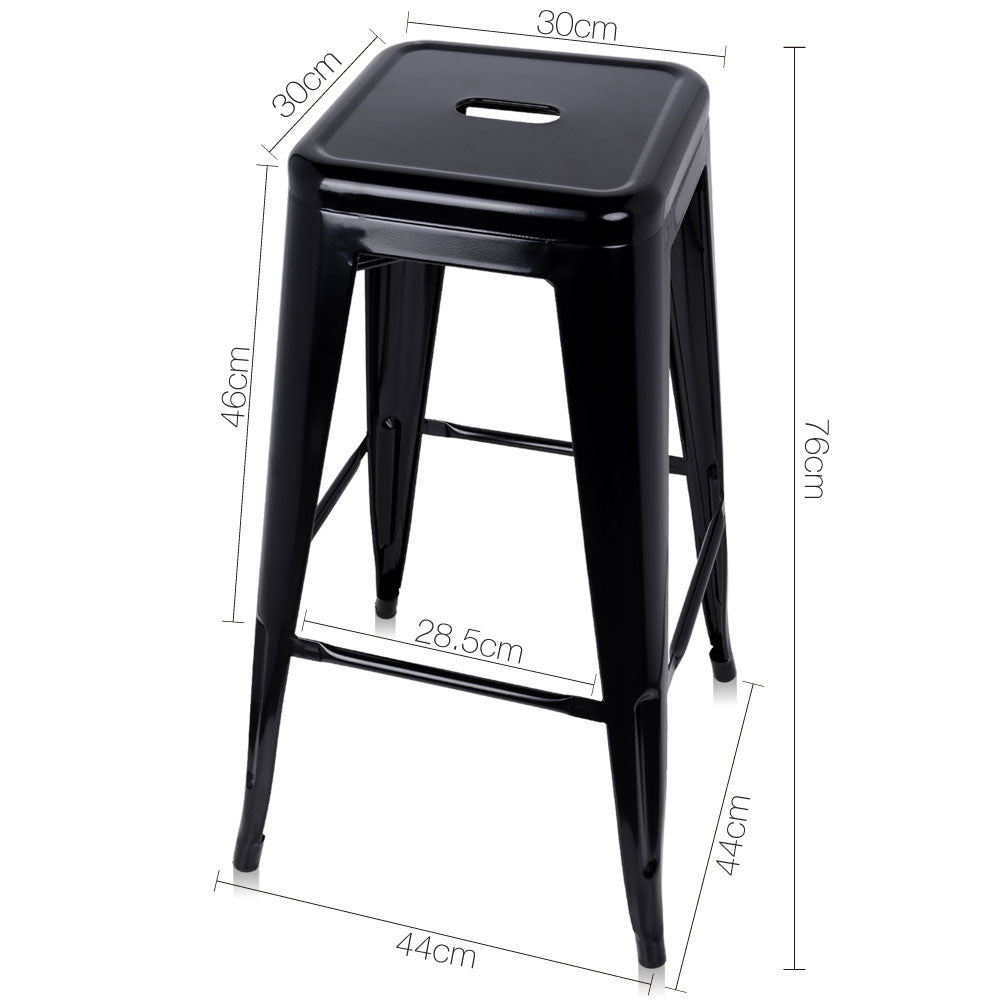 Set of 2 Steel Kitchen Bar Stool 76cm Black