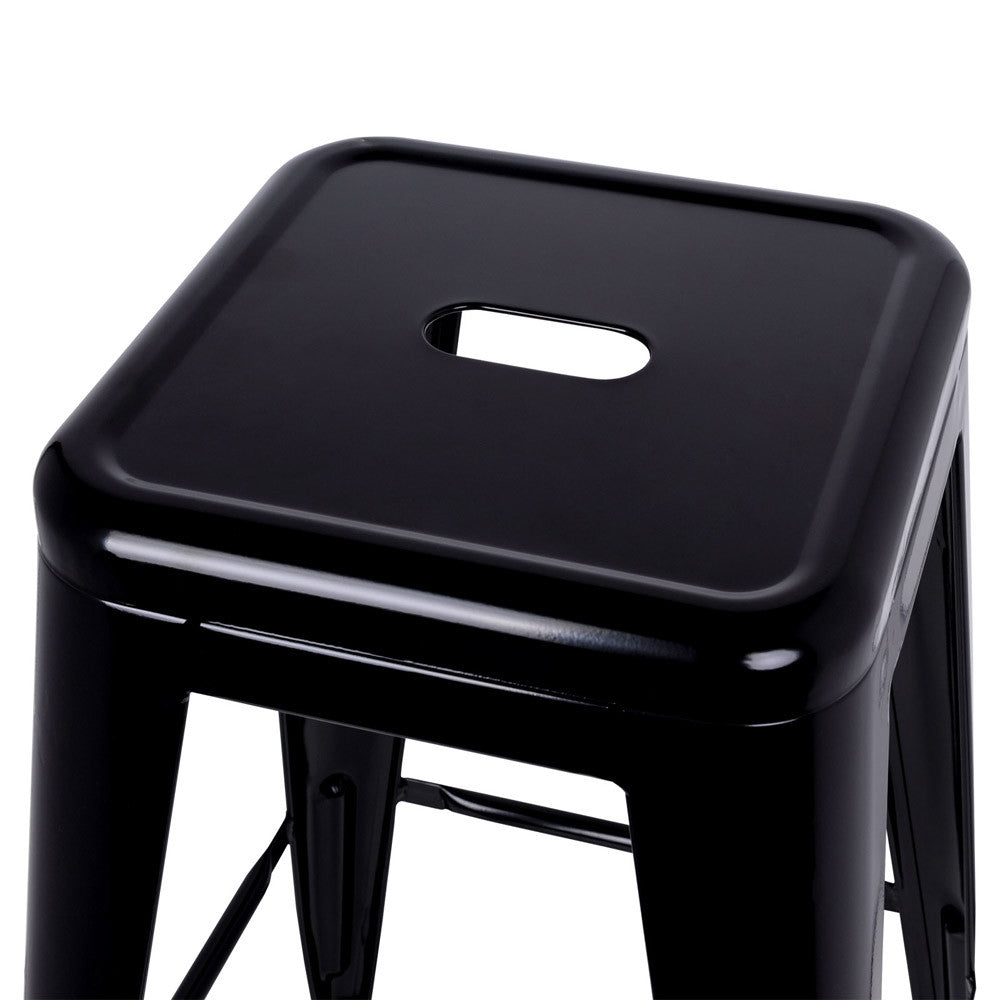 Set of 2 Steel Kitchen Bar Stool 76cm Black