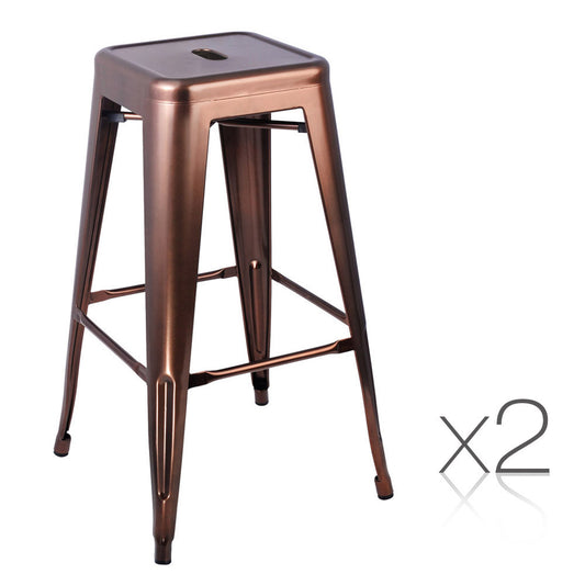 Set of 2 Steel Kitchen Bar Stool 76cm Bronze