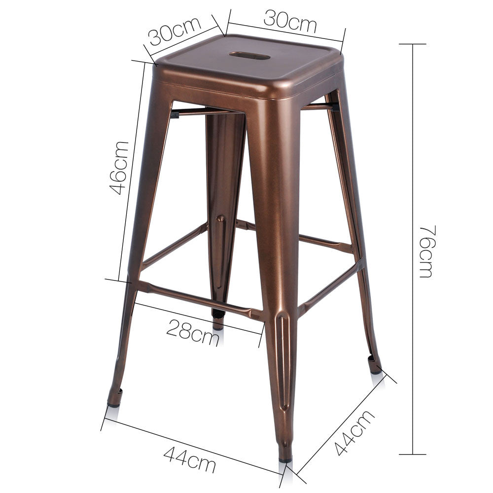 Set of 2 Steel Kitchen Bar Stool 76cm Bronze