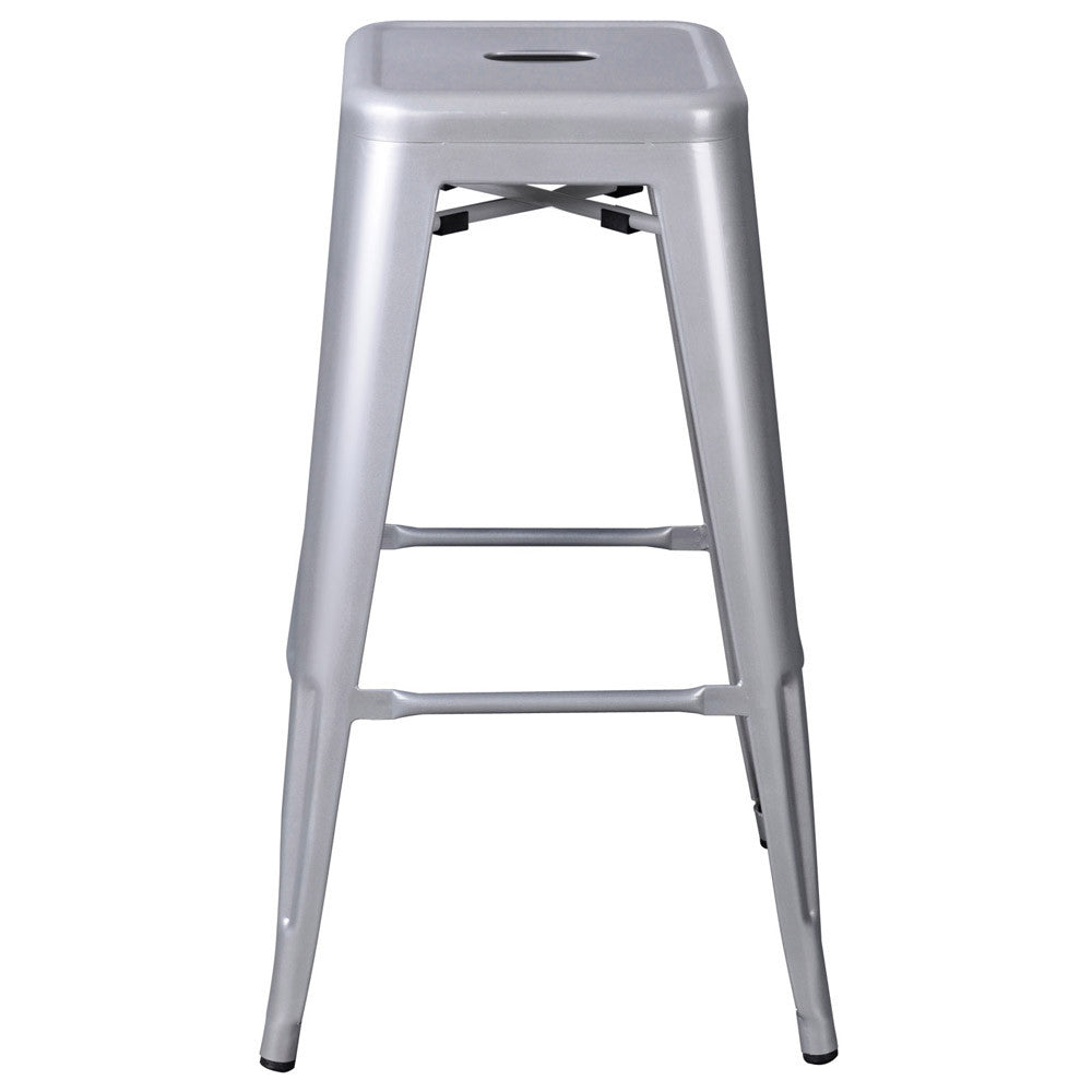 Set of 2 Steel Kitchen Bar Stool 76cm Metallic Silver