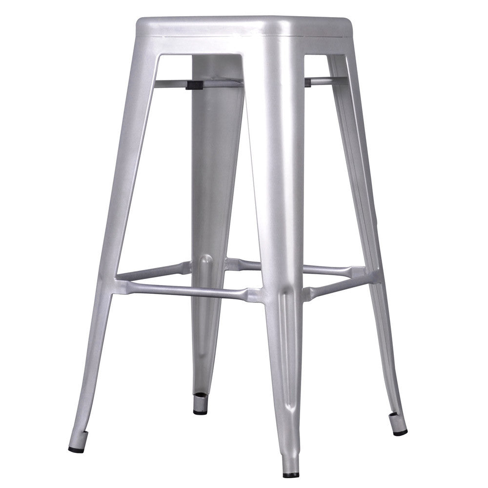 Set of 2 Steel Kitchen Bar Stool 76cm Metallic Silver