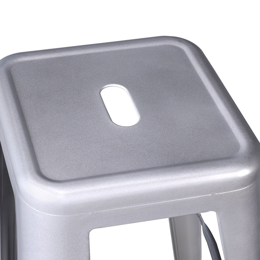 Set of 2 Steel Kitchen Bar Stool 76cm Metallic Silver