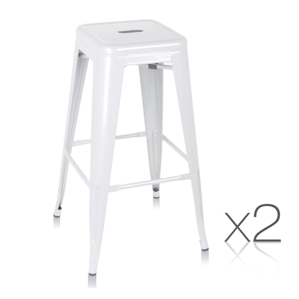 Set of 2 Steel Kitchen Bar Stool 76cm White