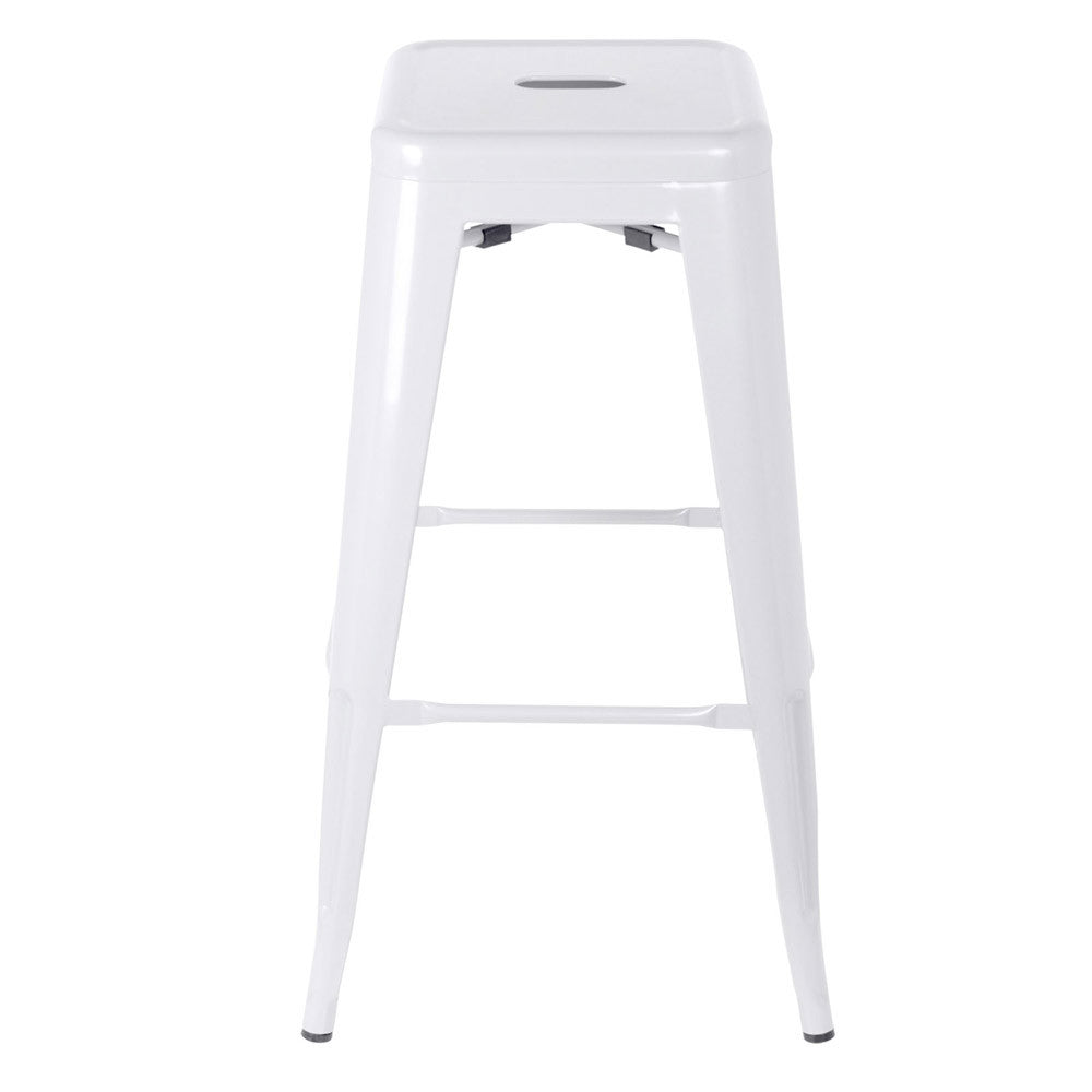 Set of 2 Steel Kitchen Bar Stool 76cm White