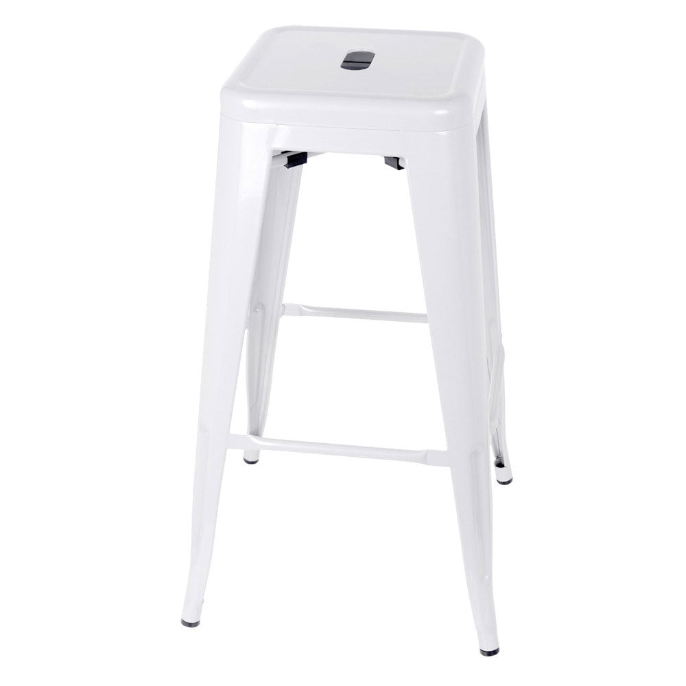 Set of 2 Steel Kitchen Bar Stool 76cm White