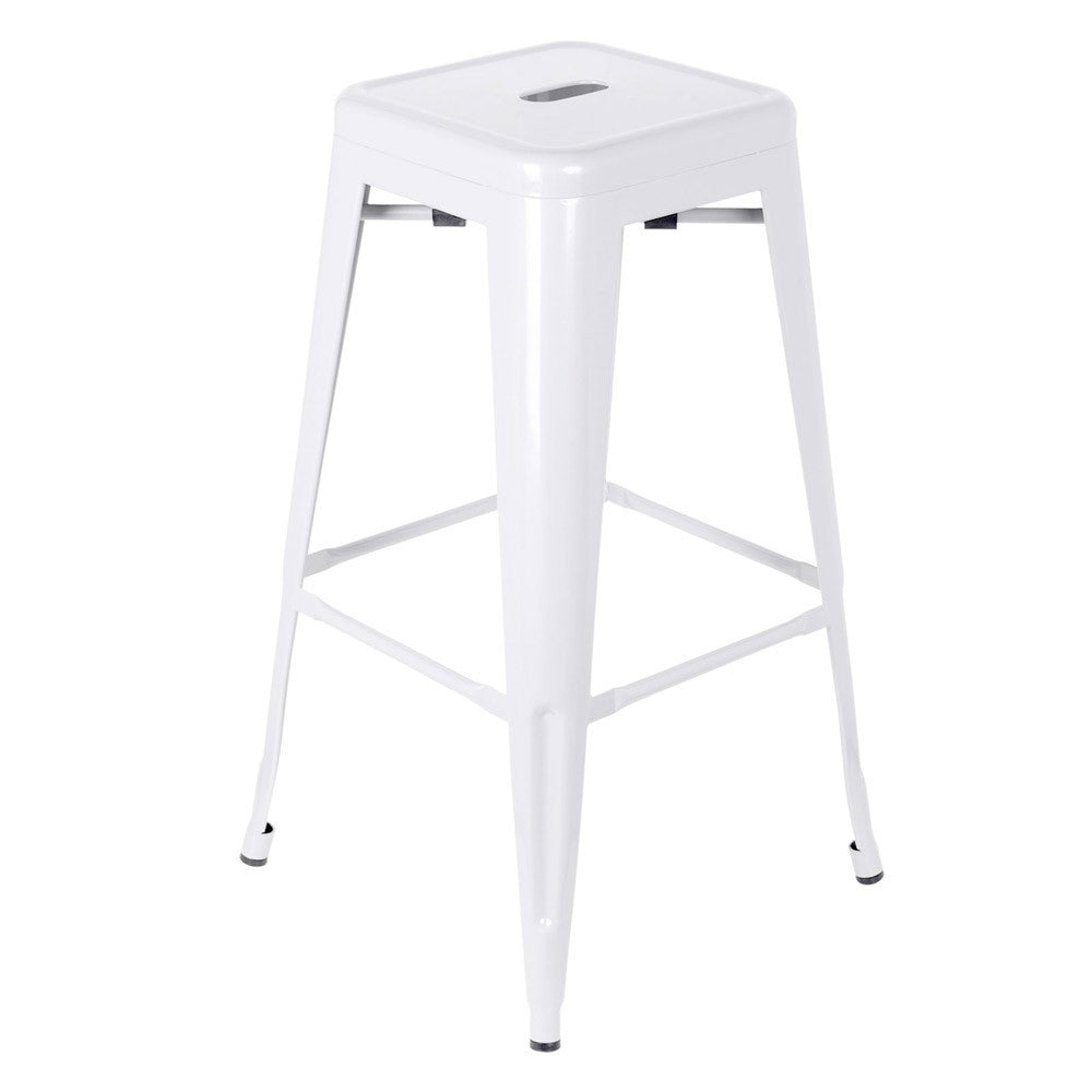 Set of 2 Steel Kitchen Bar Stool 76cm White