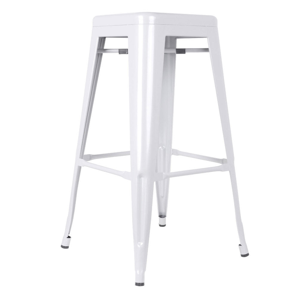 Set of 2 Steel Kitchen Bar Stool 76cm White