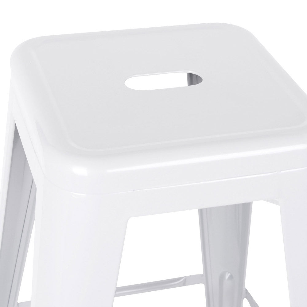 Set of 2 Steel Kitchen Bar Stool 76cm White