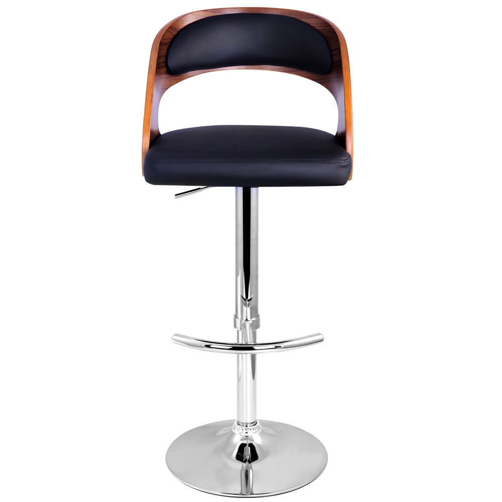 PU Leather Wooden Kitchen Bar Stool Padded Seat Black