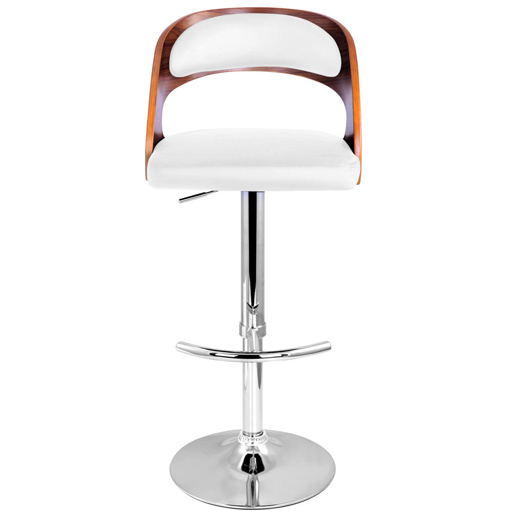 PU Leather Wooden Kitchen Bar Stool Padded Seat White