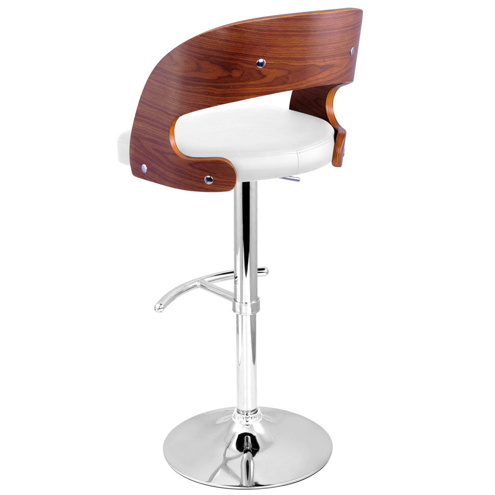 PU Leather Wooden Kitchen Bar Stool Padded Seat White