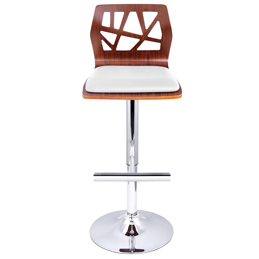 Set of 2 PU Leather Wooden Kitchen Bar Stool Padded Seat White