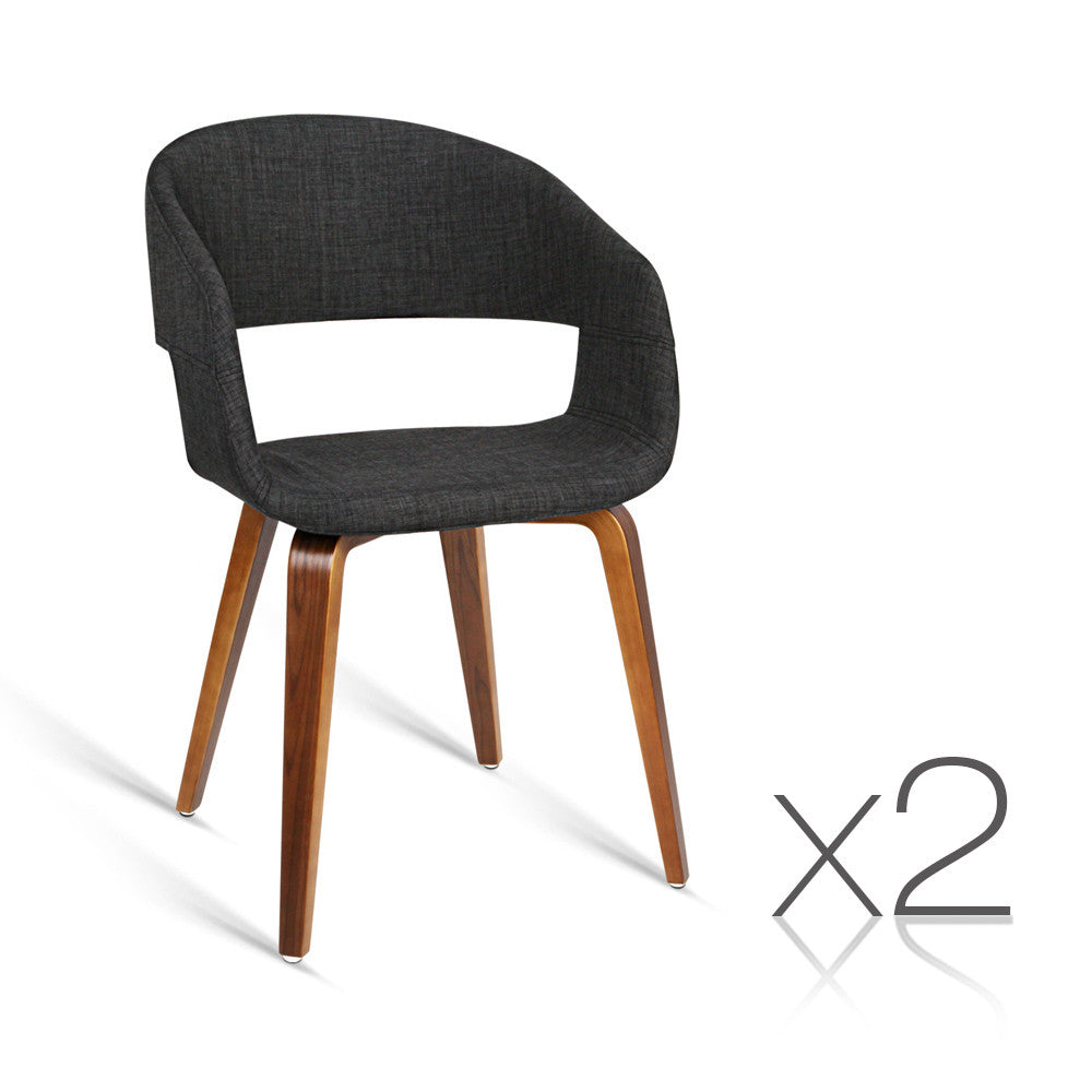 Set of 2 Modern Dining Chairs - Charcoal