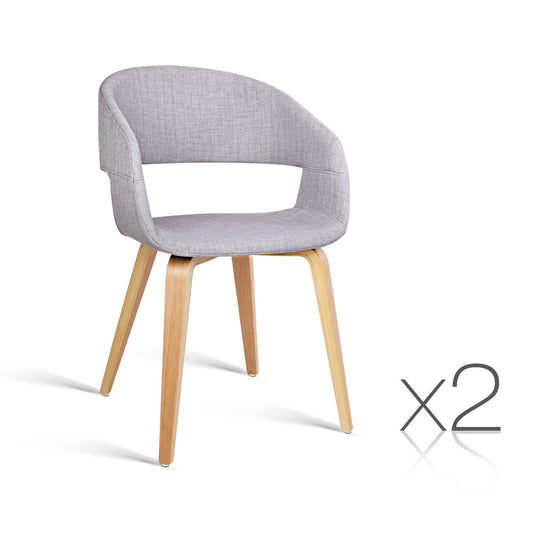 Set of 2 Modern Dining Chairs - Light Grey