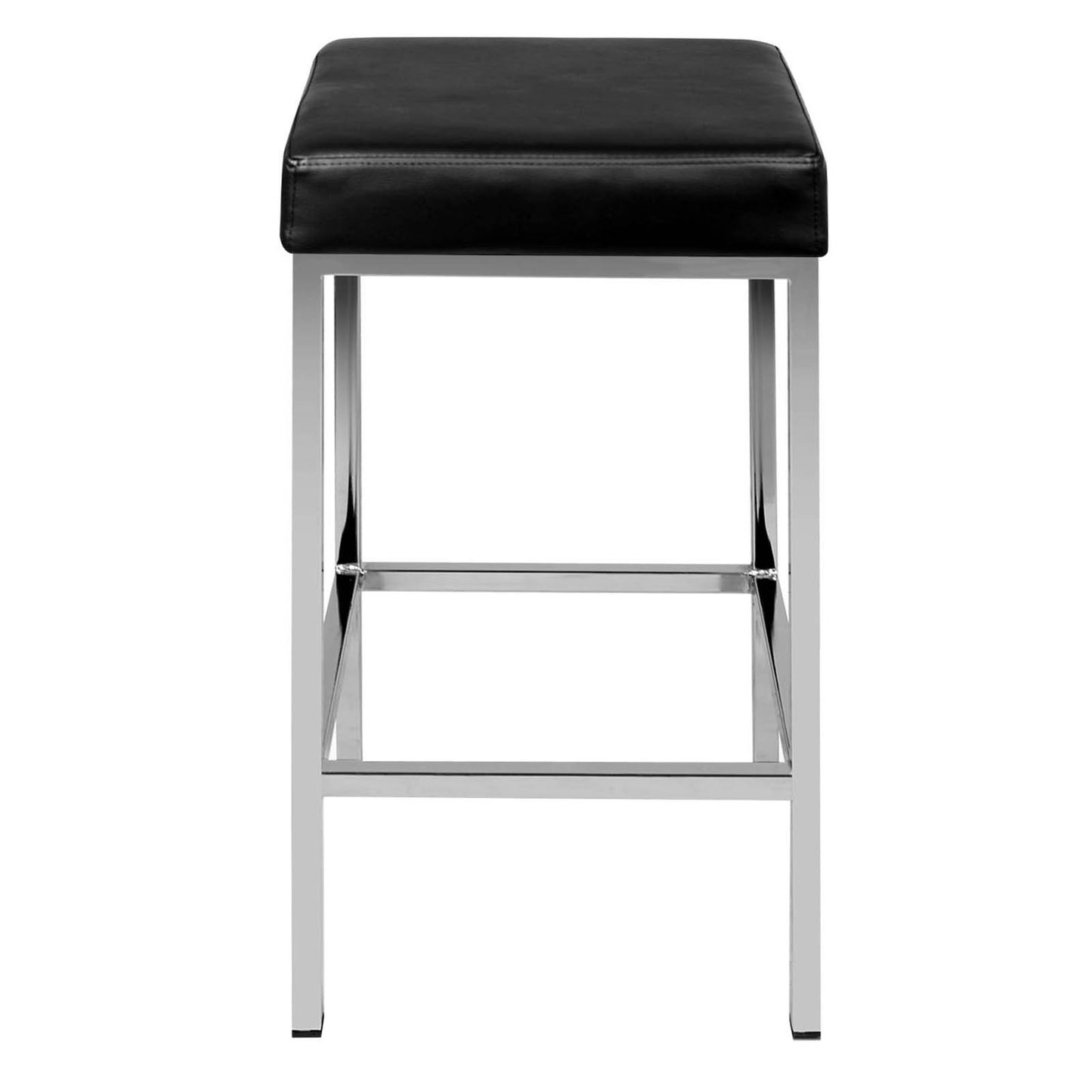 Set of 2 PU Leather Kitchen Bar Stool Black